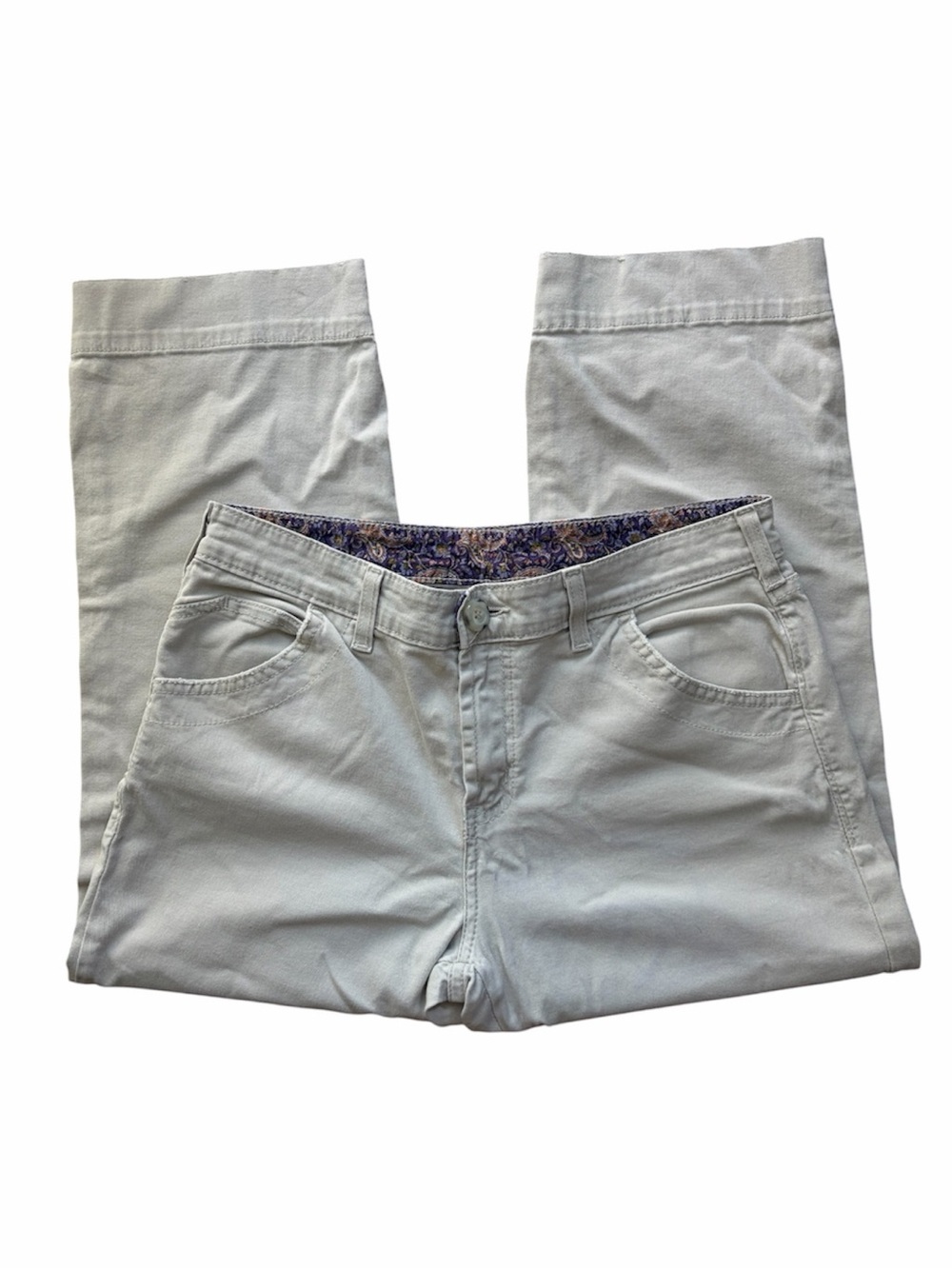 Manager Vintage Marilyn White Cream Crop Capri Pants Stretch Cotton Casual Y2K